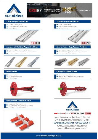 Alüminyum perde rayi - seramik profil(aksesuar)